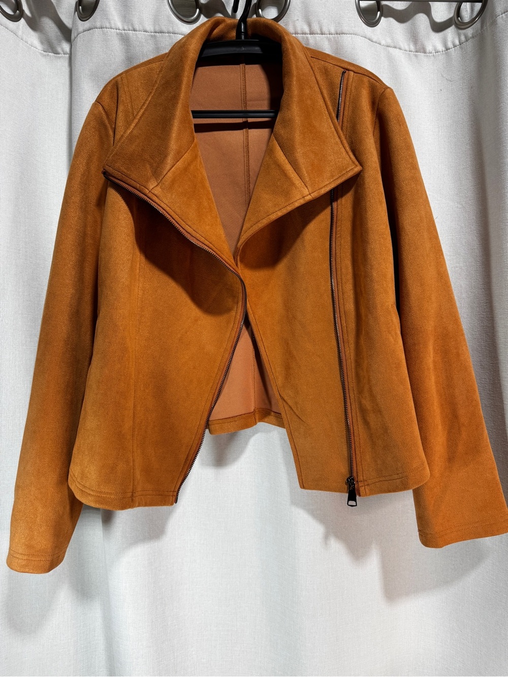 Automet Women's Tan Asymmetrical Full Zip Jacket w/ Pockets Long Sleeve XL